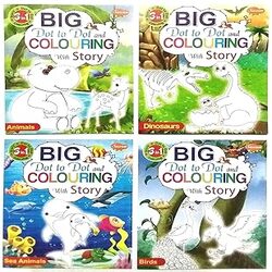 Sawan Big Dot to Dot and Colouring with Story Books - BIRDS
